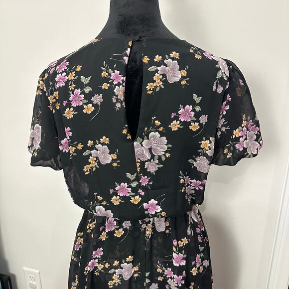 Betsey Johnson Retro V-Neck Floral High Low Dress Size 6 Bold Vintage Chic Party - Picture 7 of 11